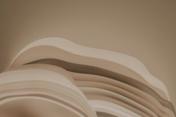 Warm beige stacked wavy abstract layers — two harmonious forms working together.