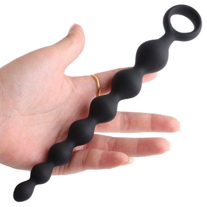 Flexible 20 cm silicone strand of seven smooth round anal beads