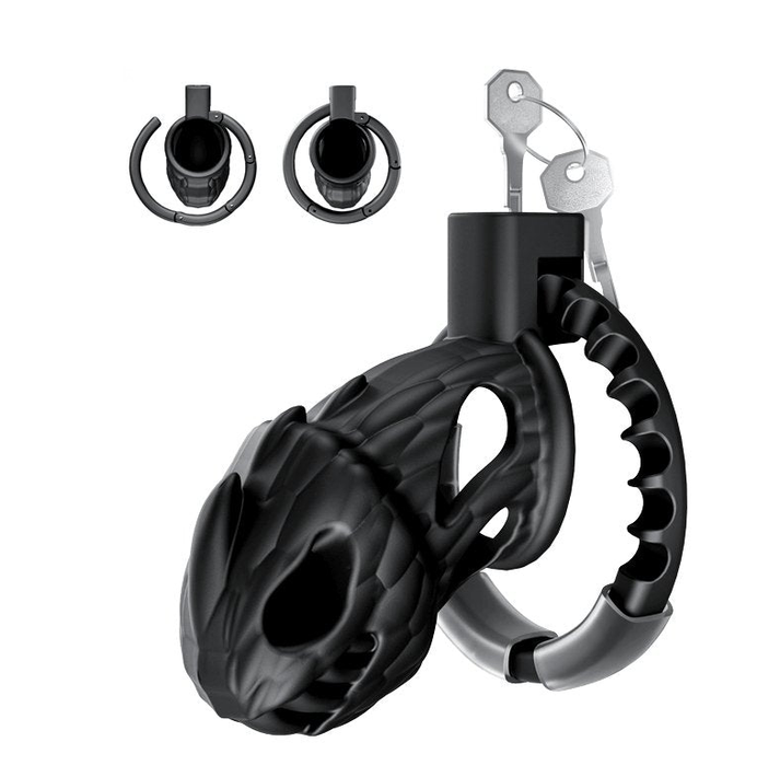 Hollow-out silicone male chastity cage with adjustable ring