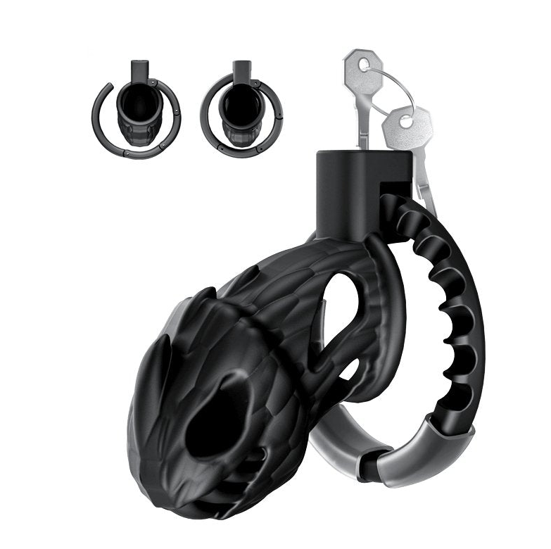 Hollow-out silicone male chastity cage with adjustable ring