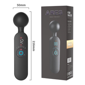 Wireless wand vibrator with rounded flexible massage head and long handle