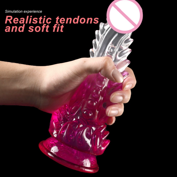 Transparent gradient spiny suction cup dildo