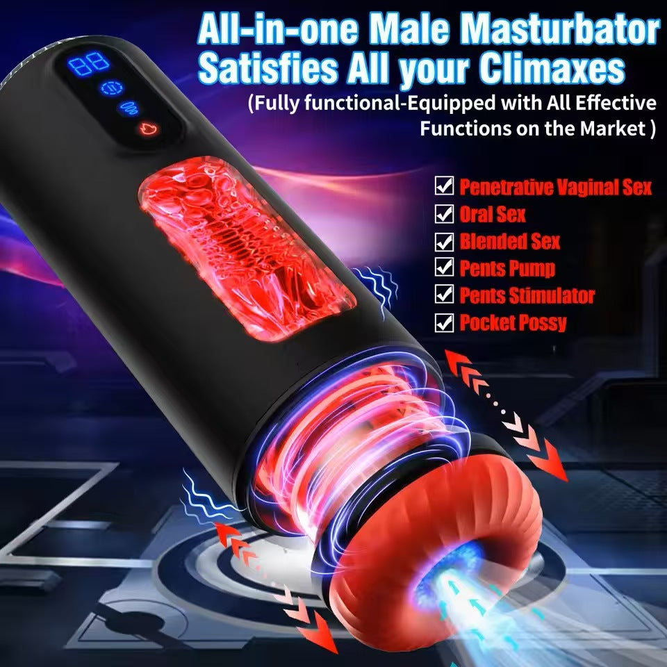 Vibrating and Thrusting Modes Men Masturbators with LCD - detail view