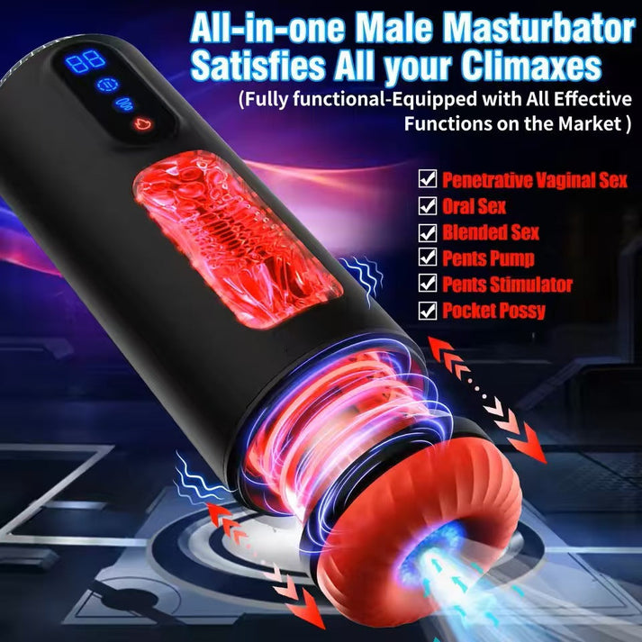 Vibrating and Thrusting Modes Men Masturbators with LCD - detail view
