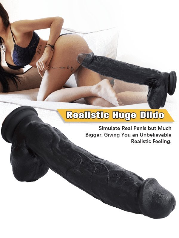 10.6 Inch Black Silicone Realistic Giant Dildo — view 3