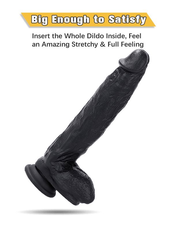 10.6 Inch Black Silicone Realistic Giant Dildo — view 4