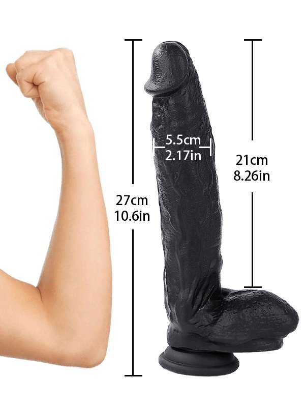 10.6 Inch Black Silicone Realistic Giant Dildo — view 7
