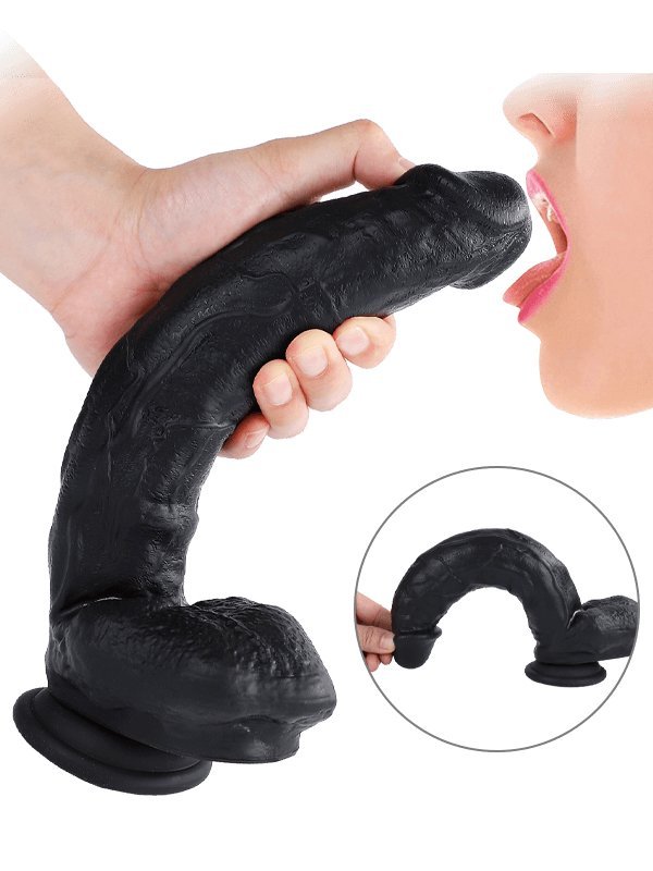 10.6 Inch Black Silicone Realistic Giant Dildo — view 8