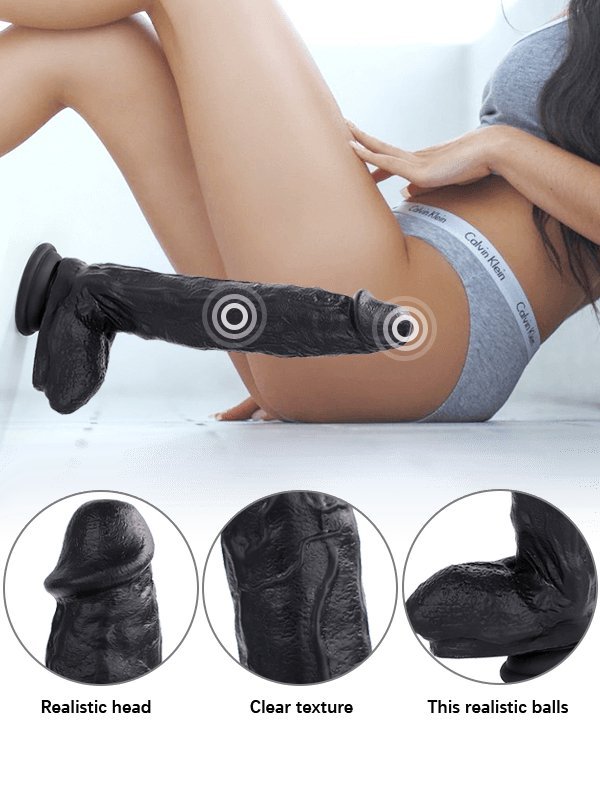 10.6 Inch Black Silicone Realistic Giant Dildo — view 5