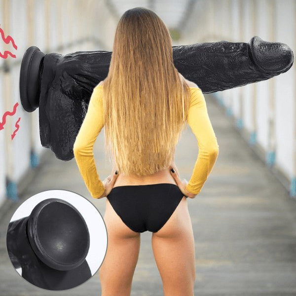 10.6 Inch Black Silicone Realistic Giant Dildo - alternate view