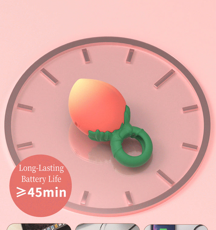 Peach Shaped Delay Ring, 10 Vibration Modes Male Intimate Toy, Made of Solid Silicone + ABS — view 2