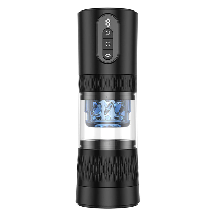 Automatic masturbator with an LCD display and a 3D-textured detachable TPE sleeve