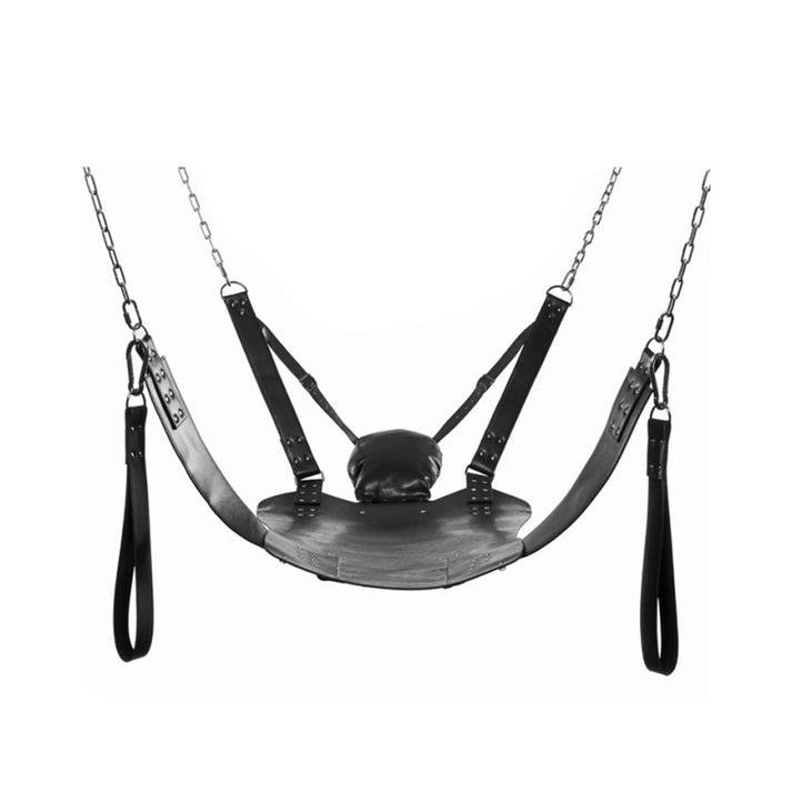Genuine leather hanging swing hammock with soft microfibre lining and adjustable straps