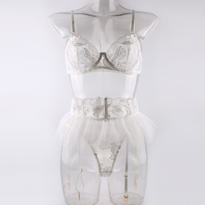 Light Thin Mold Cup Ruffled Tulle Skirt Suspender Themed Costume Set, Fitted Figure-Shaping Outfit For Adult Role Play