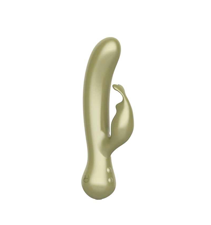 Rabbit Vibrator – 10 Modes, IPX7, Rechargeable, Olive Gold