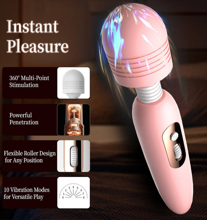 AV Vibrator for Women 10 Vibration Modes & Variable Speed USB Rechargeable Whisper Quiet (Under 50dB) Safe Silicone
