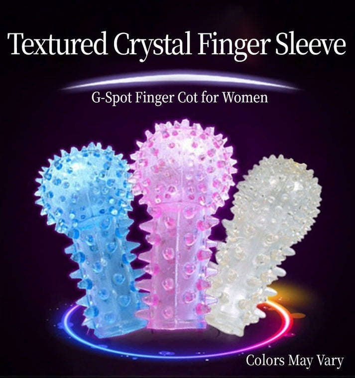 Textured Crystal Finger Sleeve, G-Spot Finger Cot for Women, Bullet Vibrator Cap Cover — view 2
