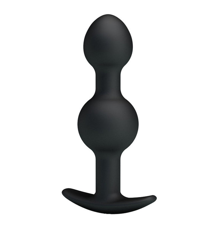 Curved vibrating anal plug with graduated beads
