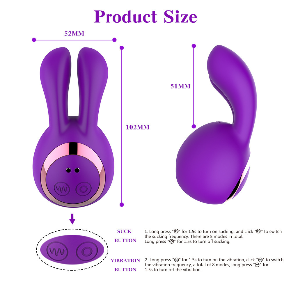 Silicone Rabbit Vibrator with Dual Sucking and Vibrating - extra detail view