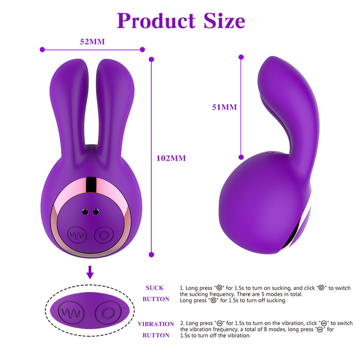 Silicone Rabbit Vibrator with Dual Sucking and Vibrating - extra detail view