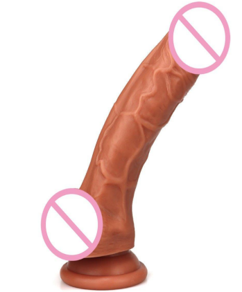 Realistic silicone thrusting dildo vibrator with heating function