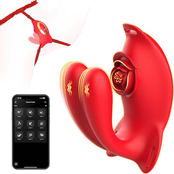 Butterfly wearable rabbit-ears app vibrator