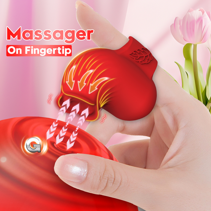 Rose Fingers Wear a Clitoral Teasing Vibrator - detail view