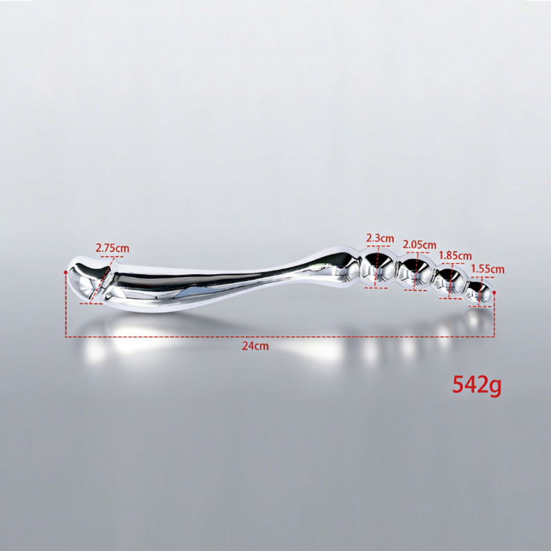 Double-headed dildo four-bead magic wand stainless steel prostate G-spot anal massage rod