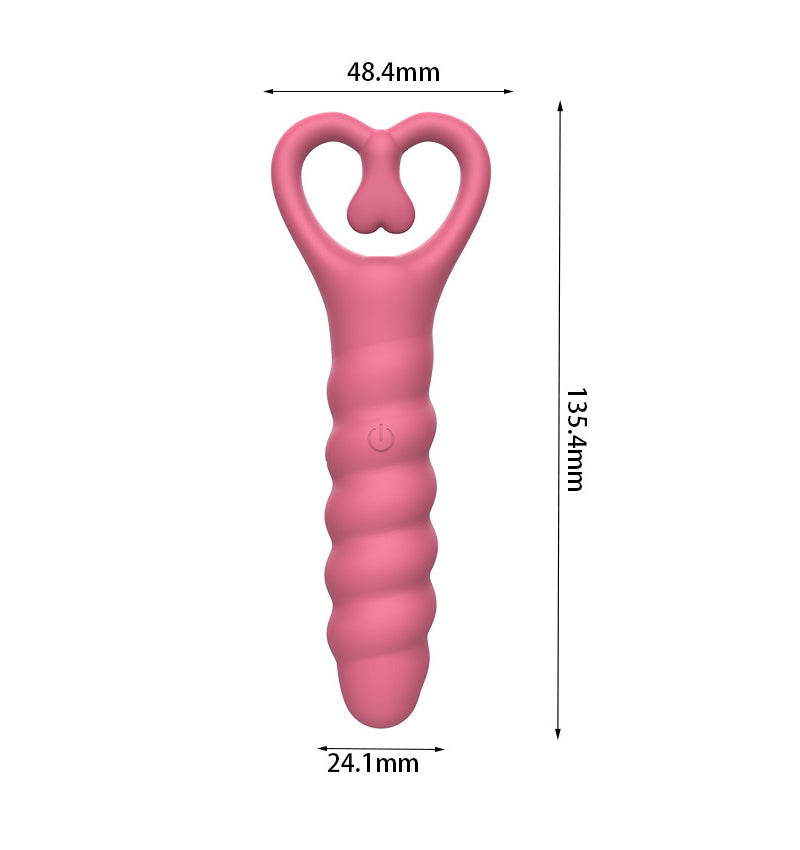 Heart-Shaped Silicone Anal Beads with Pull Ring, Manual Backdoor Toy for Women
