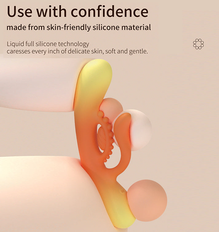 Fully Wrapped Silicone 3 Motors Female Vibrator, Internal & External Stimulation — view 2