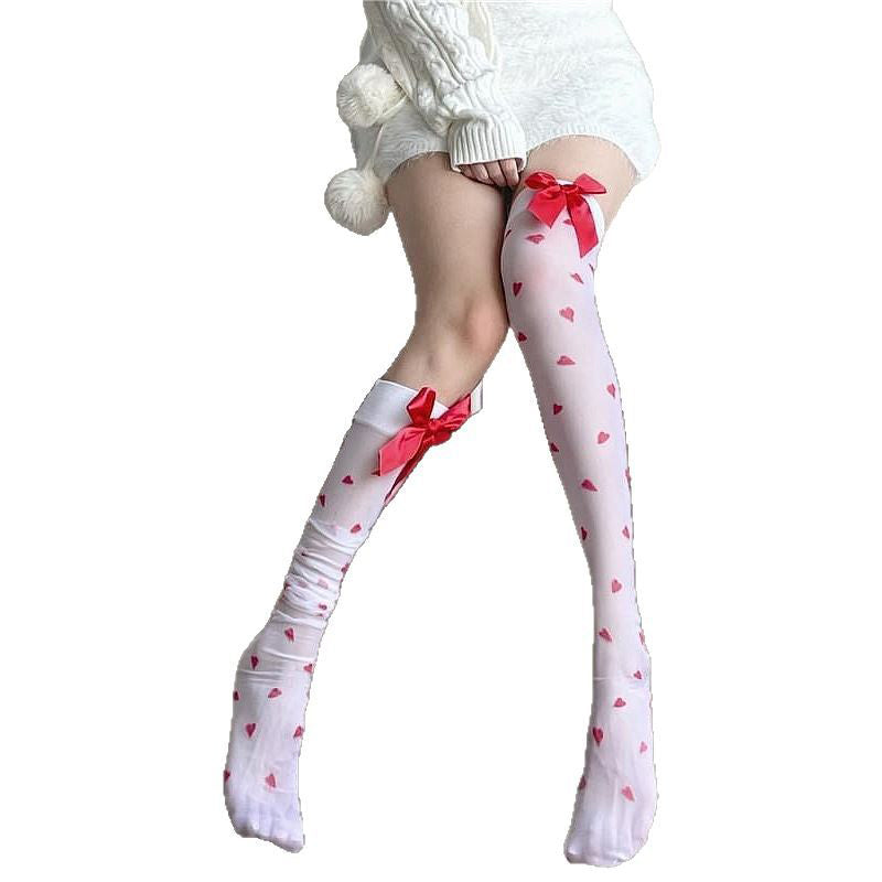 Women's Bow Over-the-Knee Socks Skull Long Stockings