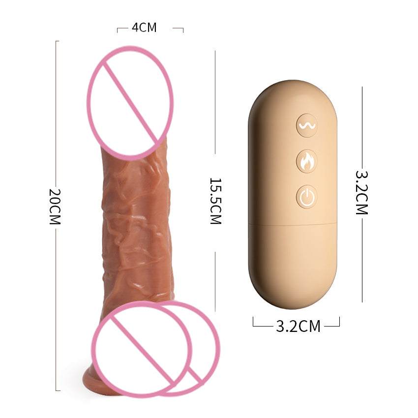 Heated Wireless Remote Female Vibrator  10 Metre Control Range, Realistic Textured Shaft, 360° Rotation Swing & Telescopic Motion