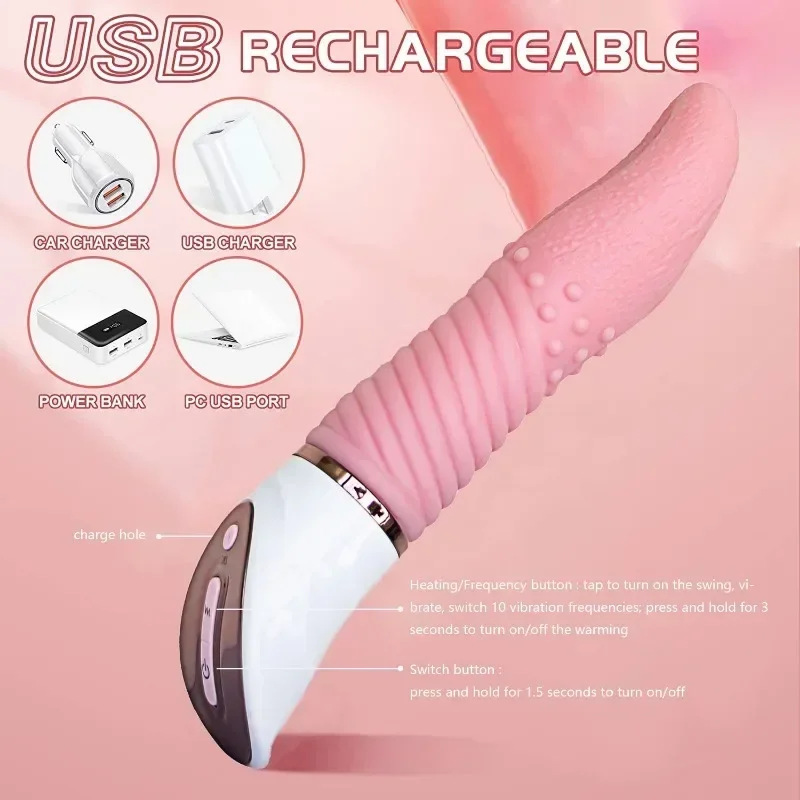 Multi - Frequency Silicone Swaying Vibrating Tongue Toys - detail view