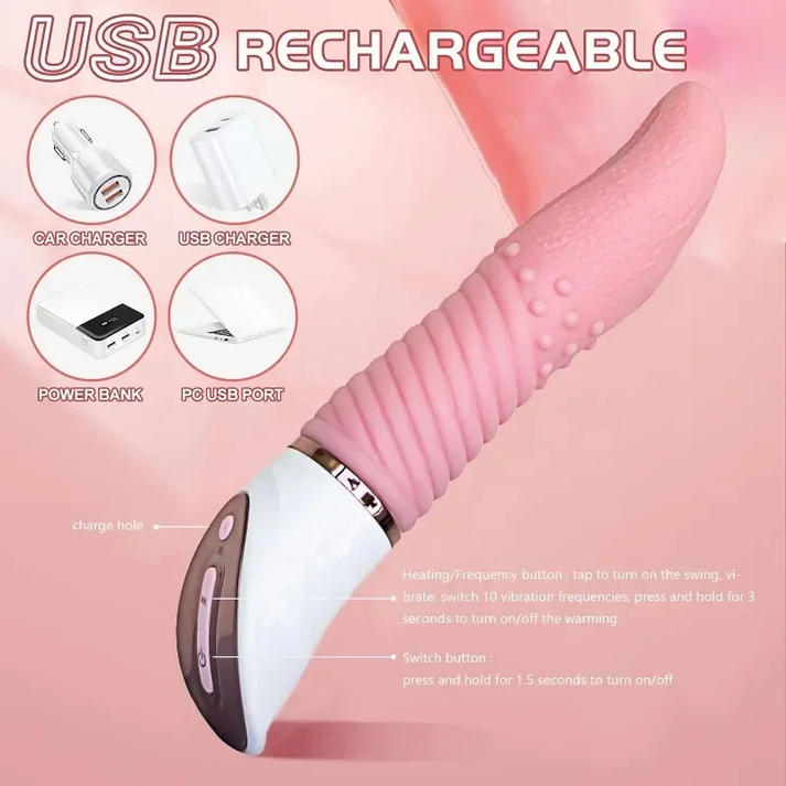 Multi-frequency silicone swaying vibrating tongue toys — view 3