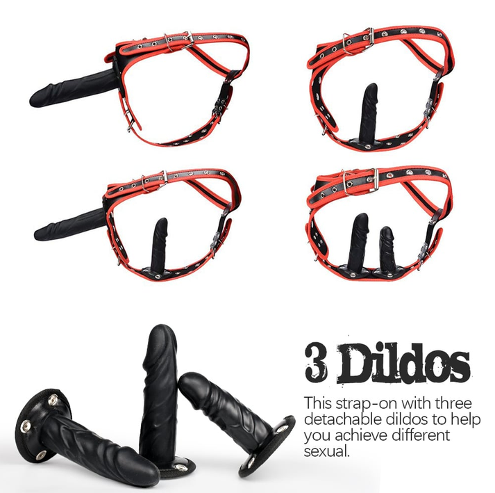 3 Removeable Silicone Double Sided Strapon Dildo with Harness Belt SM