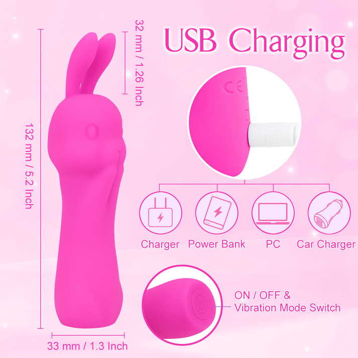 Small bunny-shaped G-spot vibrator with two ear tips