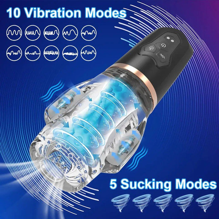 Black Automatic Male Masturbator Stroker Vibrator Men Sex Toys