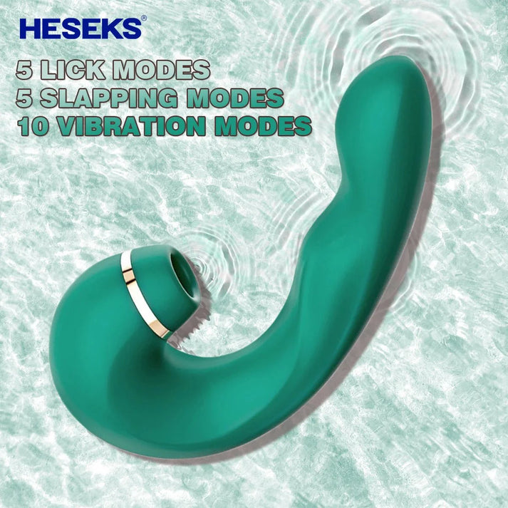 Compact 3-in-1 clitoral stimulator with suction opening and flicking tongue tip