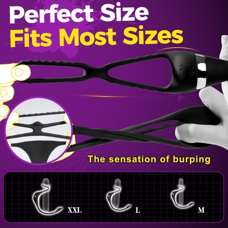3 in 1 Penis Cock Ring with Multi Stimulations Butt Plug - alternate gallery view