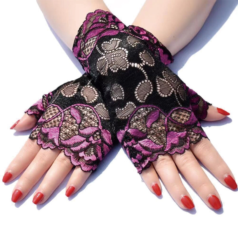 Summer sun protection thin gloves for women, lace half-finger gloves, dancing wrist decoration