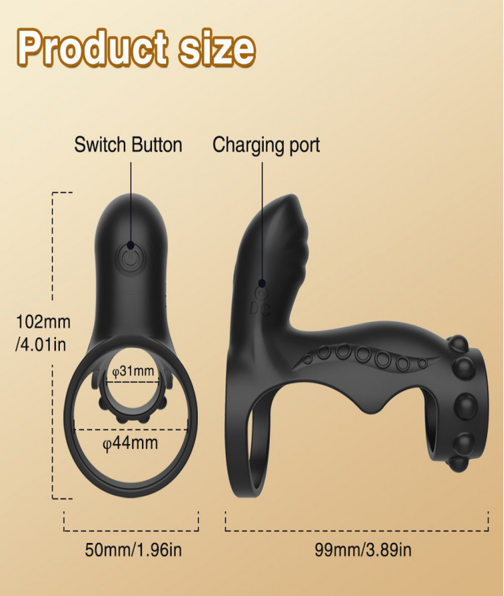 Insertable convex point Vibrating Cock Rings — view 2
