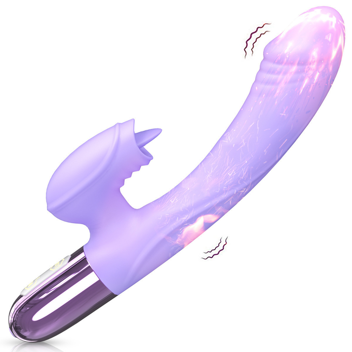 Heated tongue licking vibrator