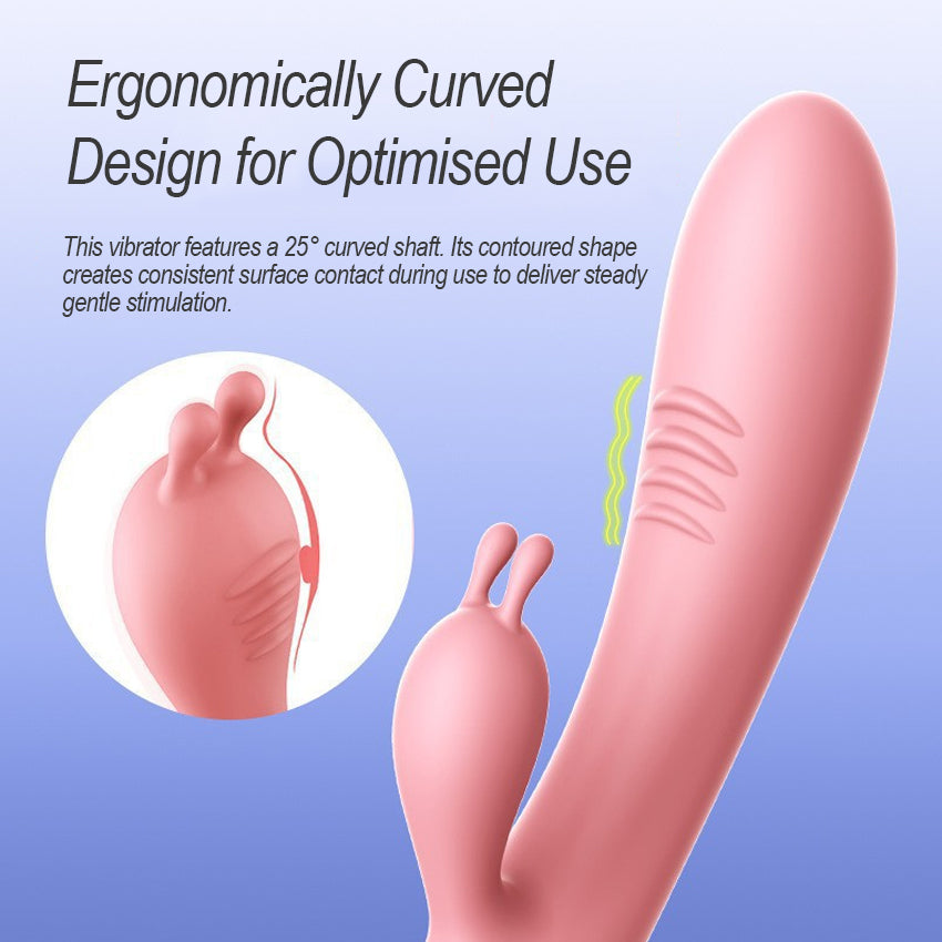 Rechargeable Female Vibrator with Streamlined Curved Silhouette, 10 Vibration Modes, Daily Waterproof Construction & Body-Safe Smooth Material