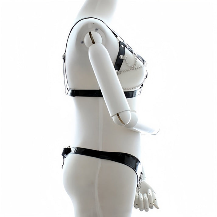 Open-Back Chain Patent Leather Lingerie — view 5