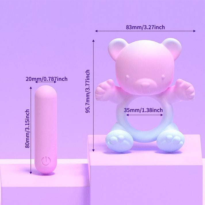Liquid Silicone Bear Male Delay Ring 20 Vibration Modes Rechargeable Massager — view 2