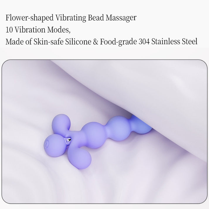 Vibrating Flower Bead Massager 10-speed Vibration, Silicone & 304 Stainless Steel Construction — view 3