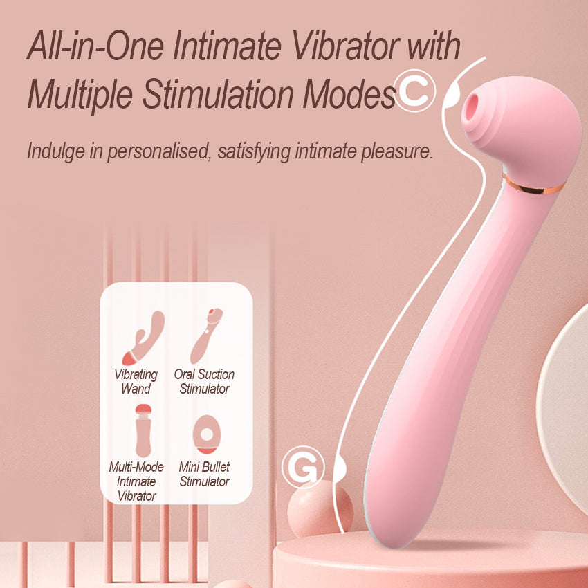 Rechargeable Oral Suction & Vibrating Wand Vibrator for Women  10 Vibration Modes, 10 Suction Modes, USB Charging Adult Toy
