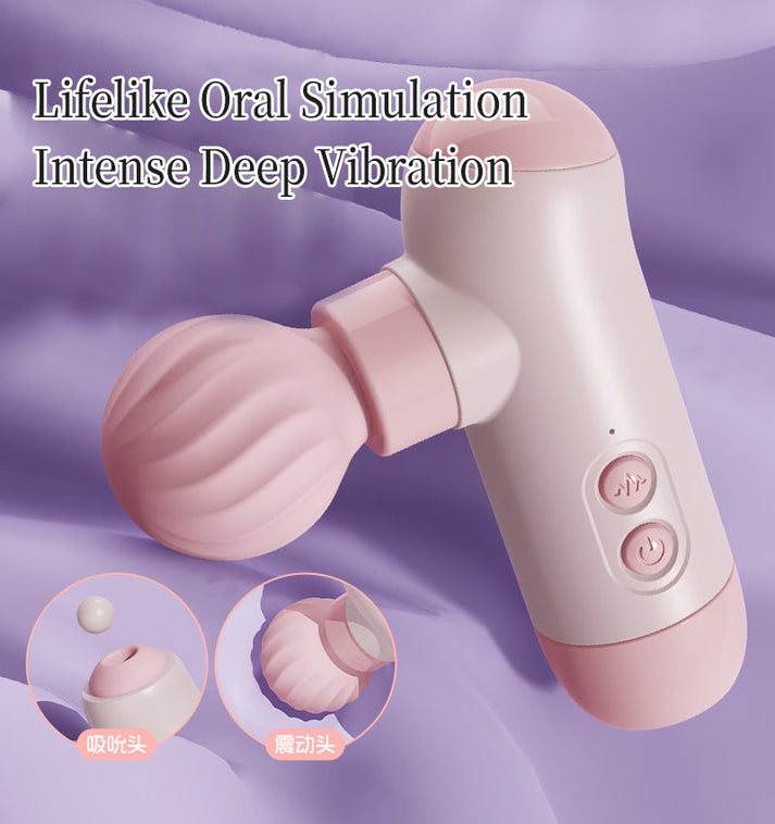 Dual-headed Tongue-Licking Vibrating Massager with Fascia Gun Function, USB Rechargeable — view 5
