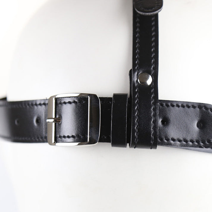 Black Leather Soft Ball Gag & Blindfold Set — view 5