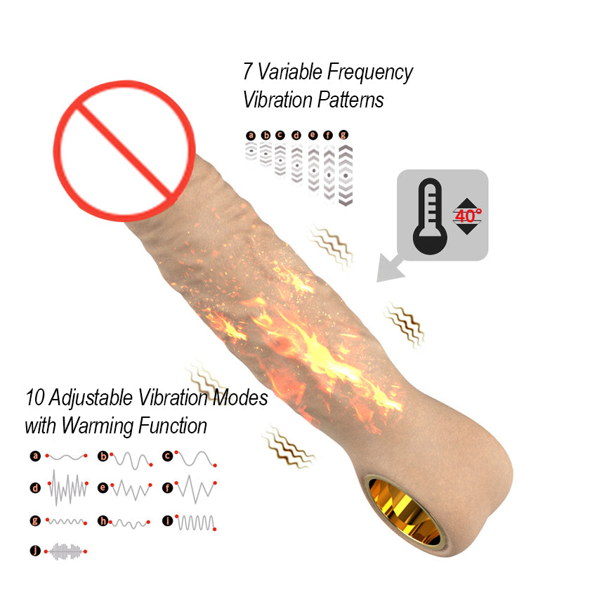 Liquid Silicone Telescoping Vibrator with Built-in 40°C Gentle Warming Function